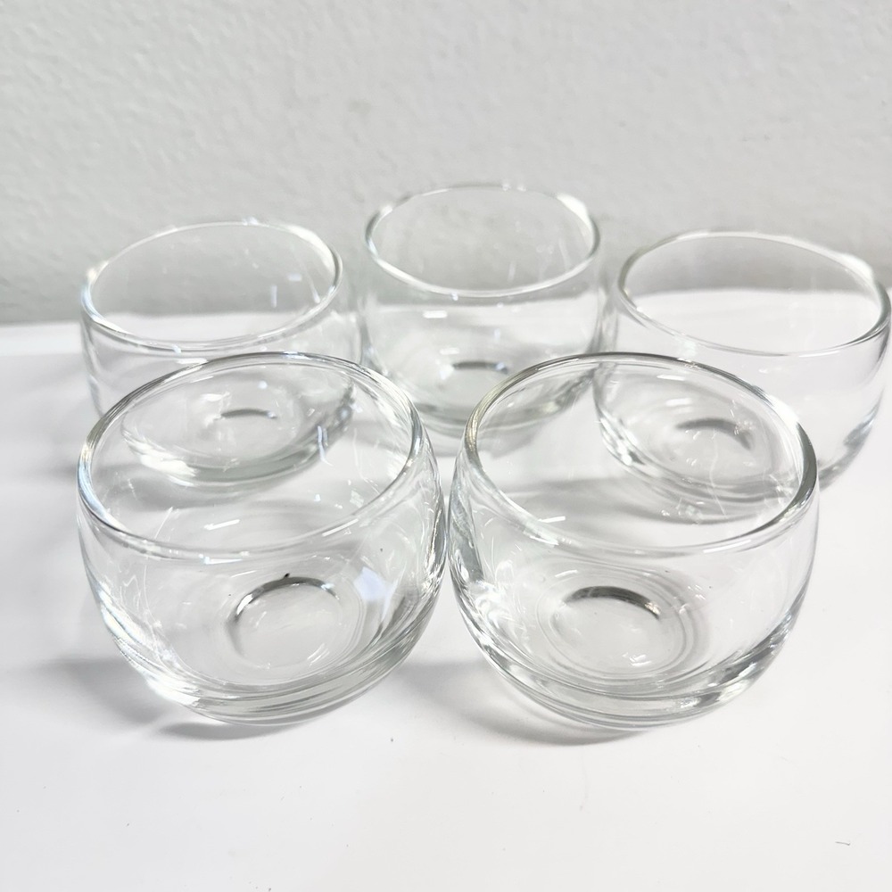 Clear Glass Roly Poly Cocktail Whiskey Glasses Set of 5 Small 2.25" Excellent
